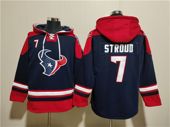 Men's Houston Texans #7 C.J. Stroud Navy Ageless Must-Have Lace-Up Pullover Hoodie